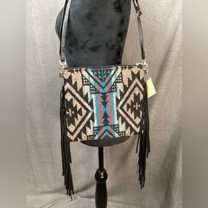 NWT Taupe Western Fringe L.I.B. NY Crossbody Bag
